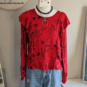 Zara Trafaluc Red Graphic Scarf